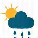 Icon representing weather monitoring with a cloud, sun, and rain symbol, indicating environmental awareness.
