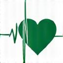 Minimalist icon of a heart and pulse line