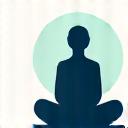 Minimalist icon of a person meditating with a calm aura