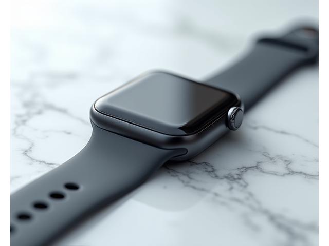 Close-up of a minimalist smartwatch design highlighting clean lines and monochromatic finish.