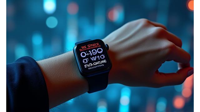 Stylized abstract graphic representing anonymized data flows from a smartwatch, showing health metrics with privacy filters.