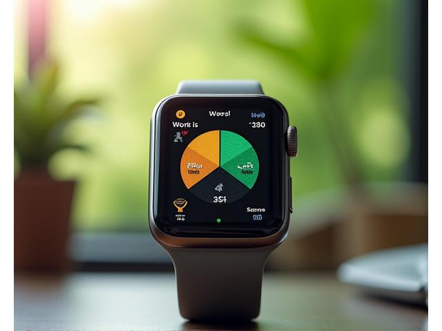 Smartwatch displaying a visualization of work and personal time segmentation, showing a healthy balance