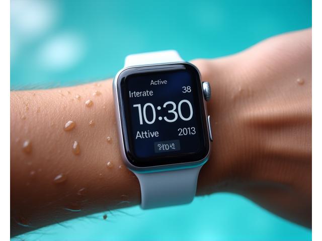 Smartwatch showing interval training countdown.